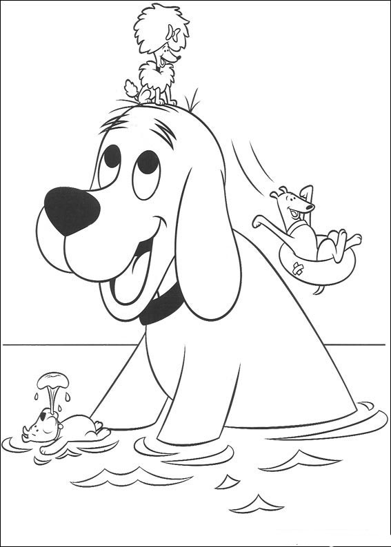 coloriage clifford se baigne